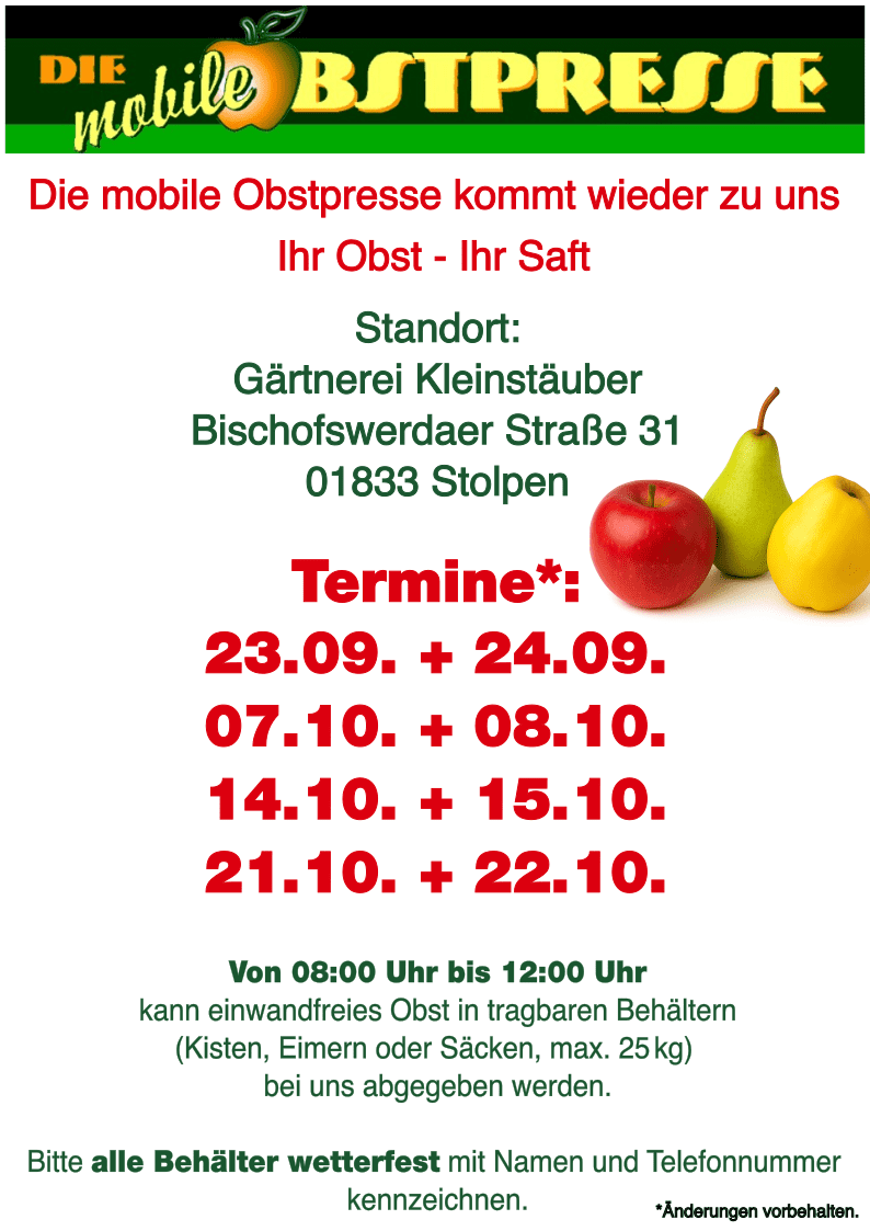 Die mobile Obstpresse